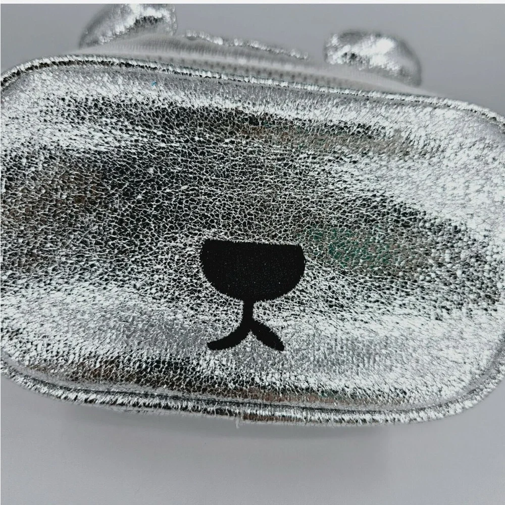 Zara Teddy Bear Fanny Pack Metallic Silver